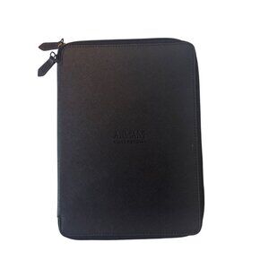 Armani Collection Black Zippered Portfolio Organizer With Two Inner Pockets For